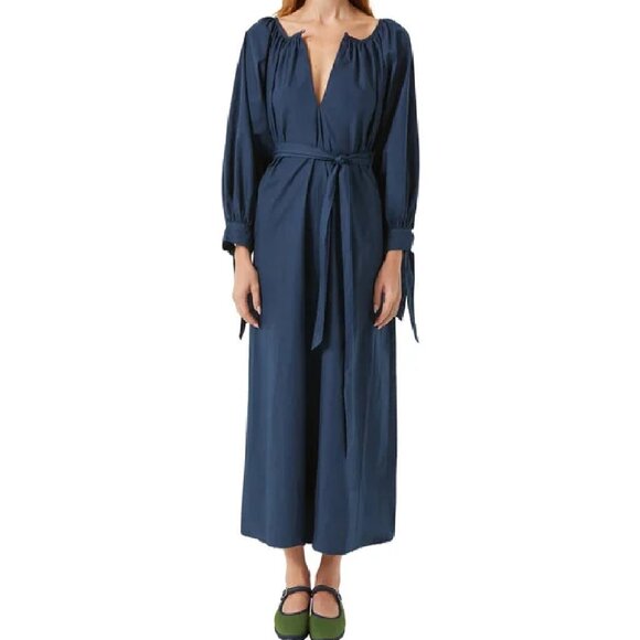 NWT $322 RHODE ANNIE NAVY COTTON POPLIN FULL LENGTH DRESS SIZE S - Picture 2 of 7